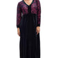 Vestido de terciopelo desgastado con ribetes de jacquard