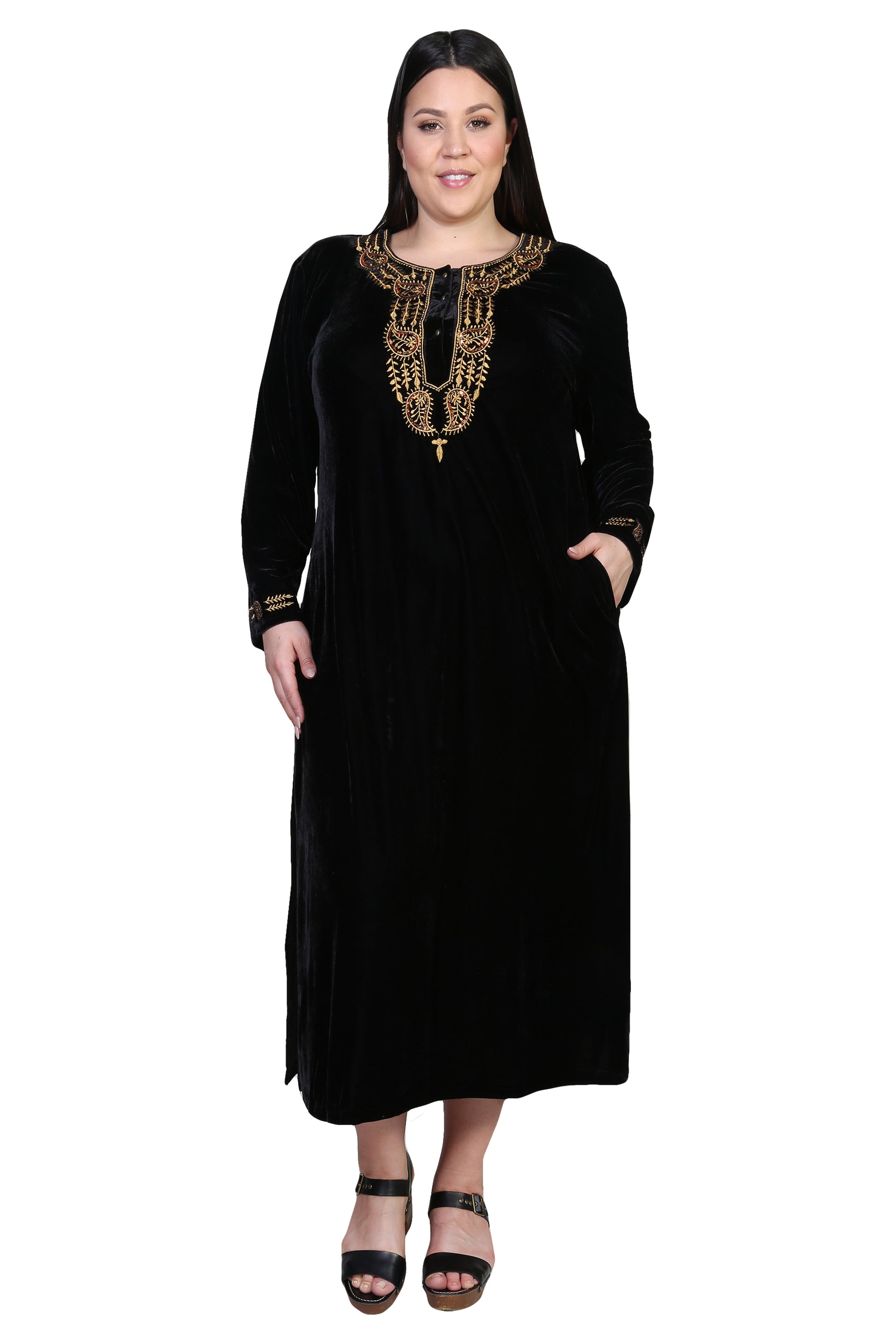 Plus Size La Cera Velour Gown - La Cera