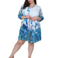 Plus Size Tulip Print Pleated Tunic Dress - La Cera