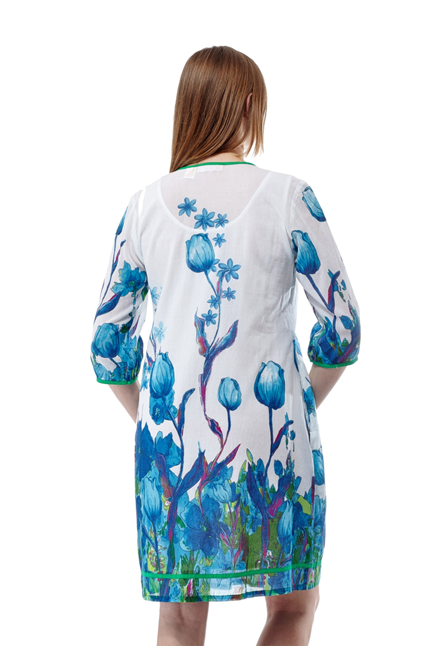Tulip Print Pleated Tunic Dress - La Cera