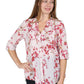 Top de algodón con estampado de helechos y parte delantera plisada