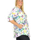 La Cera Rainbow Butterfly Print Pleated Tunic - Plus Size
