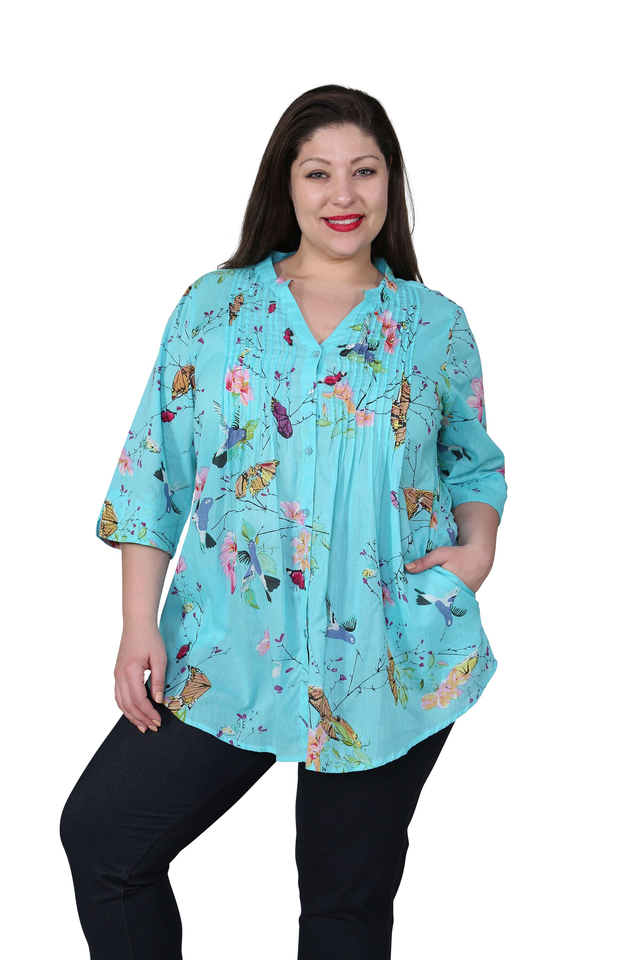 Plus Size Nature At It's Best Release Print Tunic - La Cera