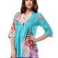 Floral Border Print Tunic with Release Pleats - La Cera