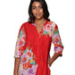 Floral Border Print Tunic with Release Pleats - La Cera