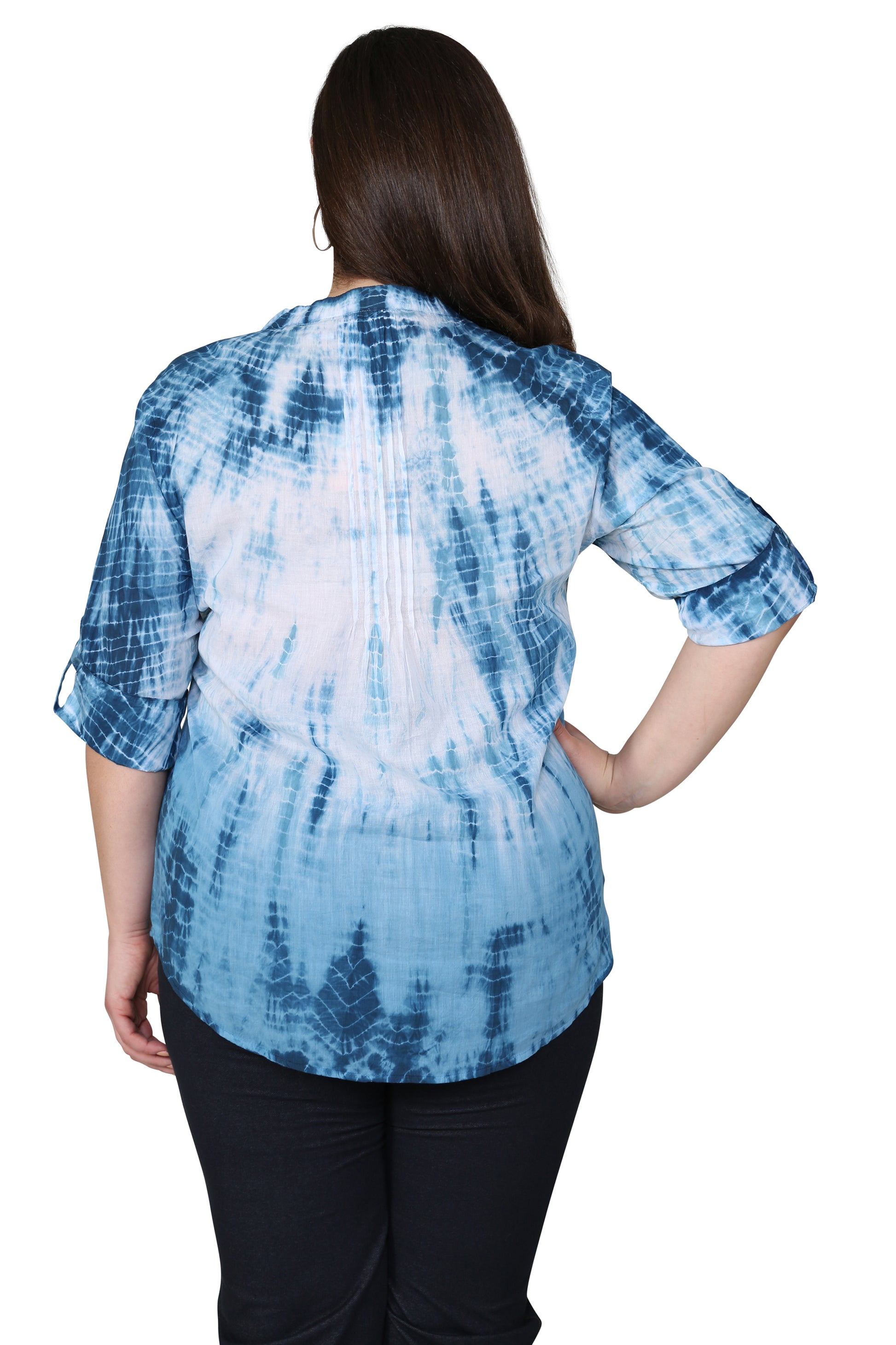Plus Size Tie Dye Pleated Tunic - La Cera