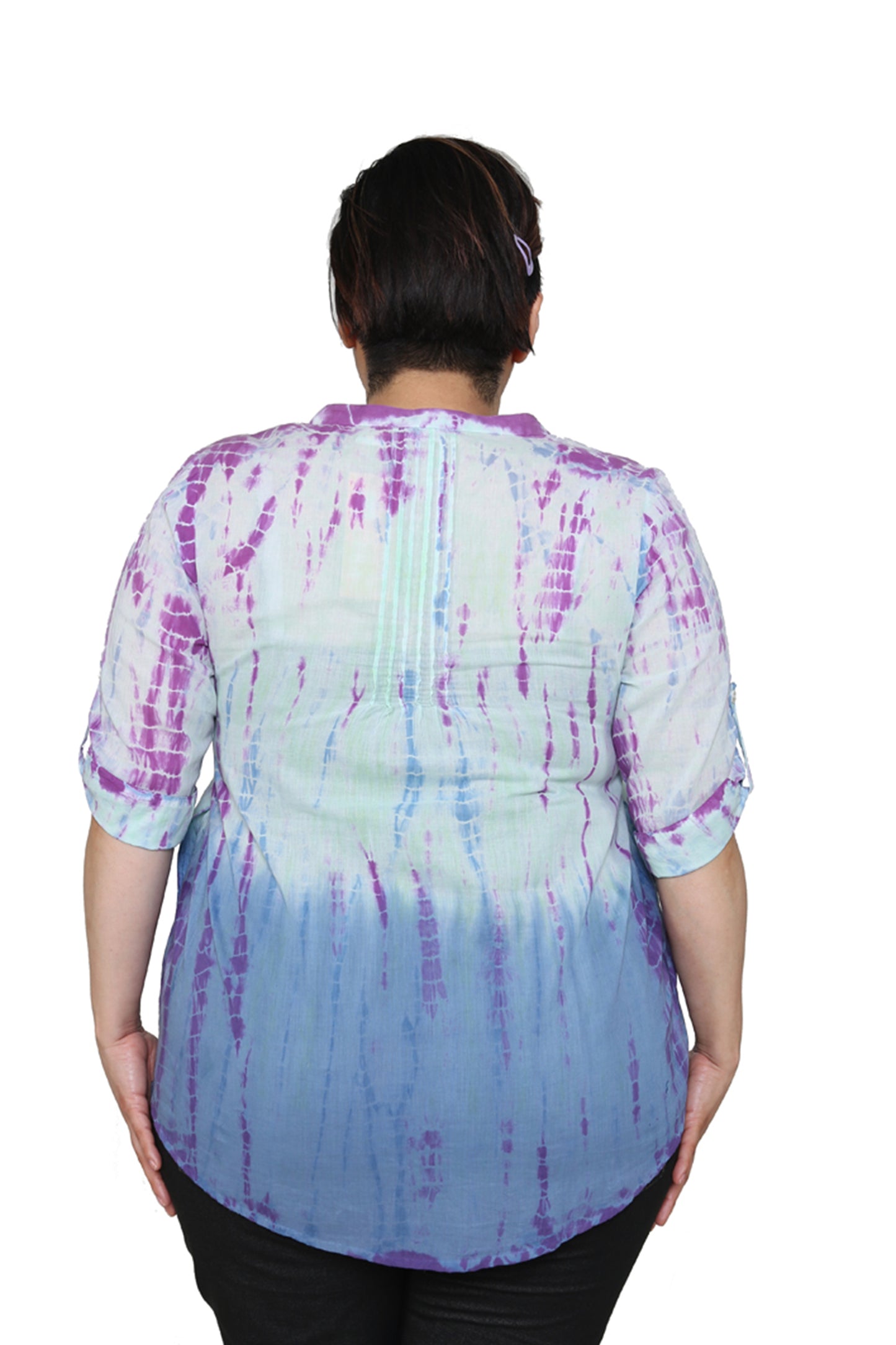 Plus Size Tie Dye Pleated Tunic - La Cera