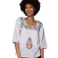 La Cera Square Neck Embroidered Top - La Cera