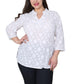 Top tipo túnica con bordado floral de talla grande