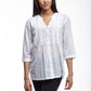 La Cera 100% Cotton Button Front Embroidered Top - La Cera