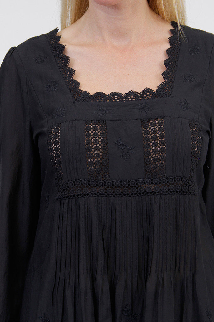 La Cera Long Sleeve Lace Yoke Top - La Cera - 11