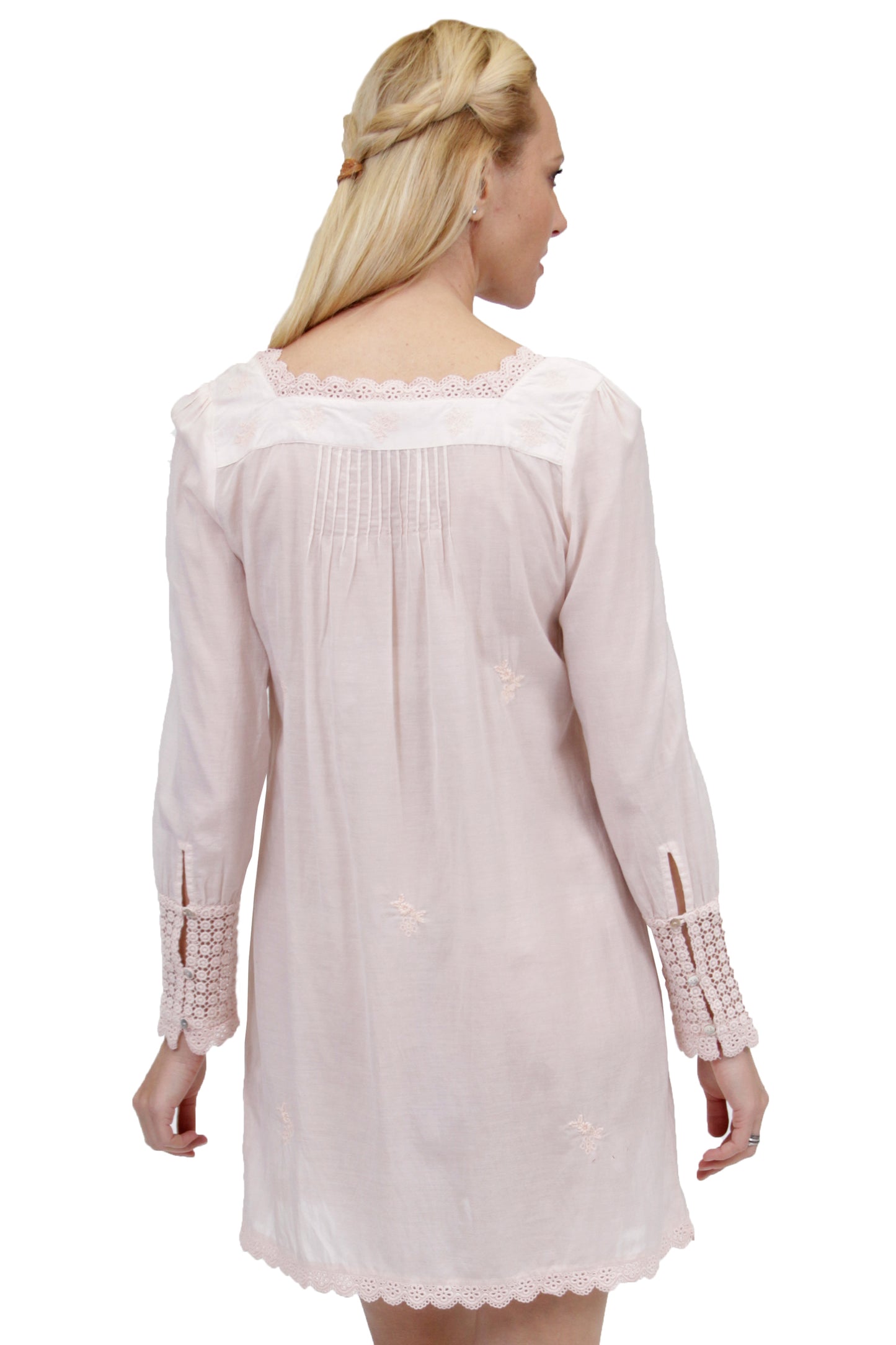 La Cera Long Sleeve Lace Yoke Top - La Cera