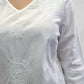 La Cera Plus Size White Embroidered V-Neck Casual Shirt - La Cera - 2