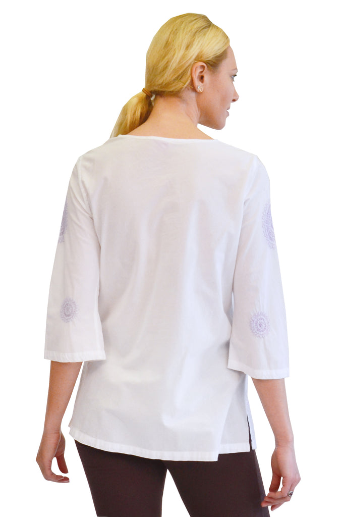 La Cera Embroidered V-Neck Shirt - La Cera