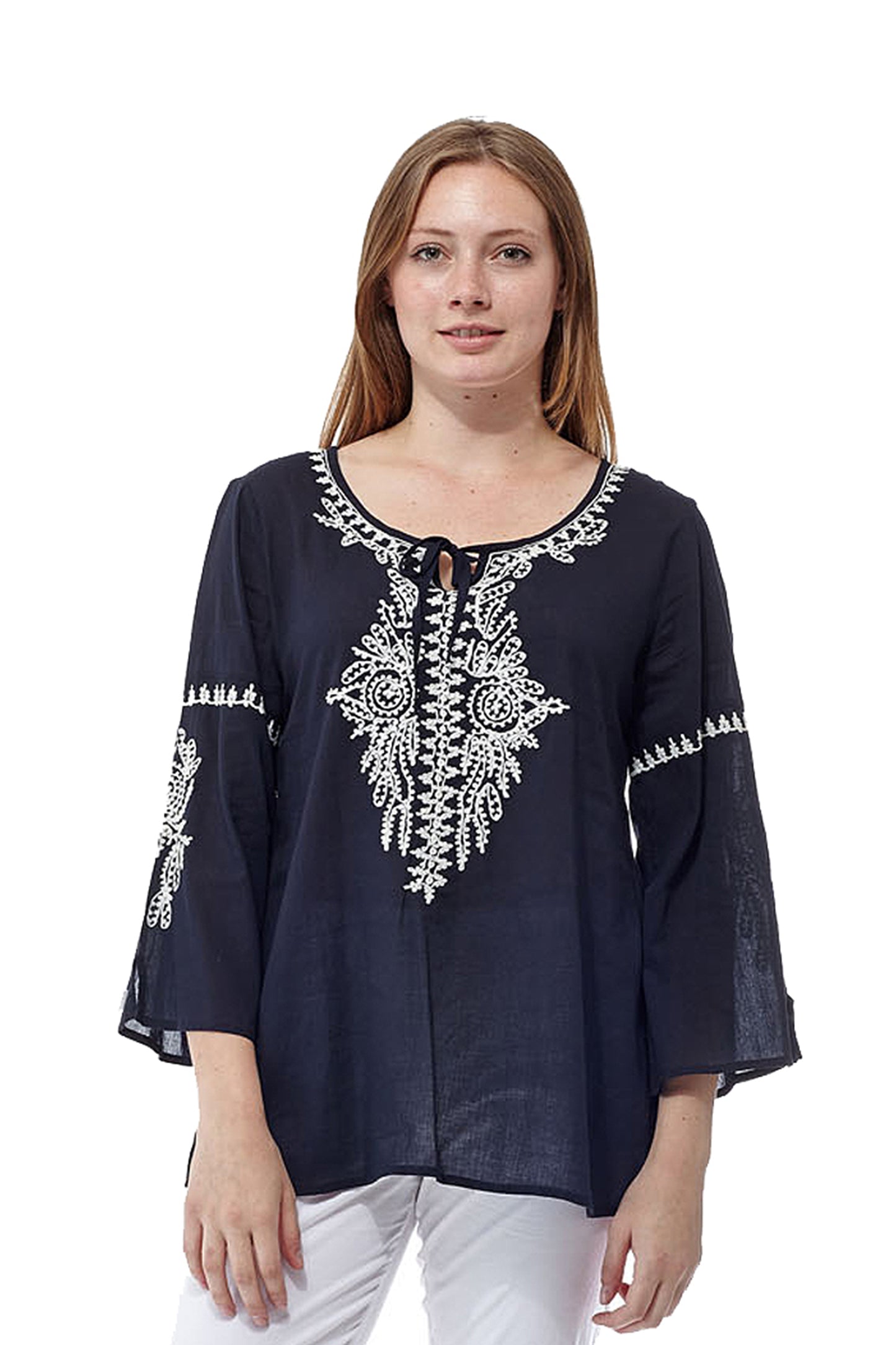 Embroidered Bell Sleeve Top - La Cera