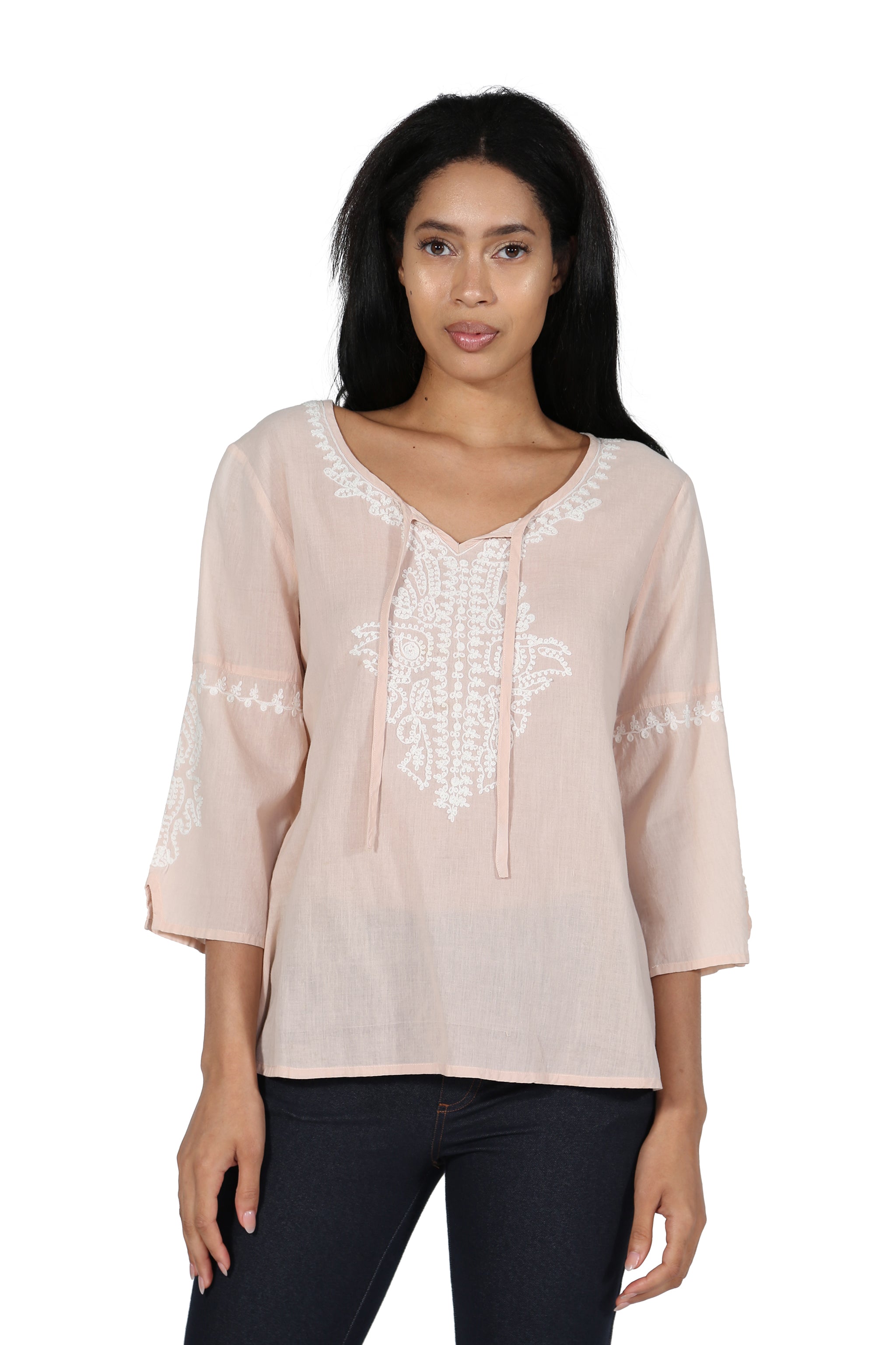 Embroidered Bell Sleeve Top - La Cera