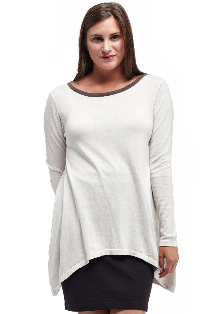 La Cera Rounded Neck Pullover Sweater Top - La Cera