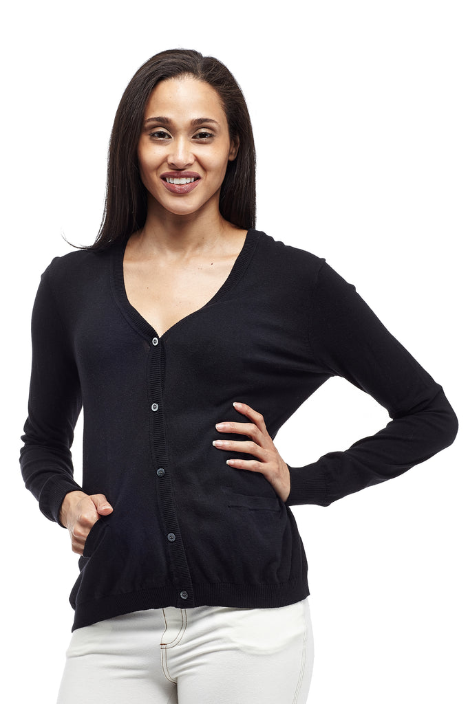 La Cera Long Sleeve Cardigan with Pockets - La Cera