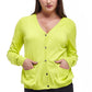 La Cera Long Sleeve Cardigan with Pockets - Plus Size - La Cera