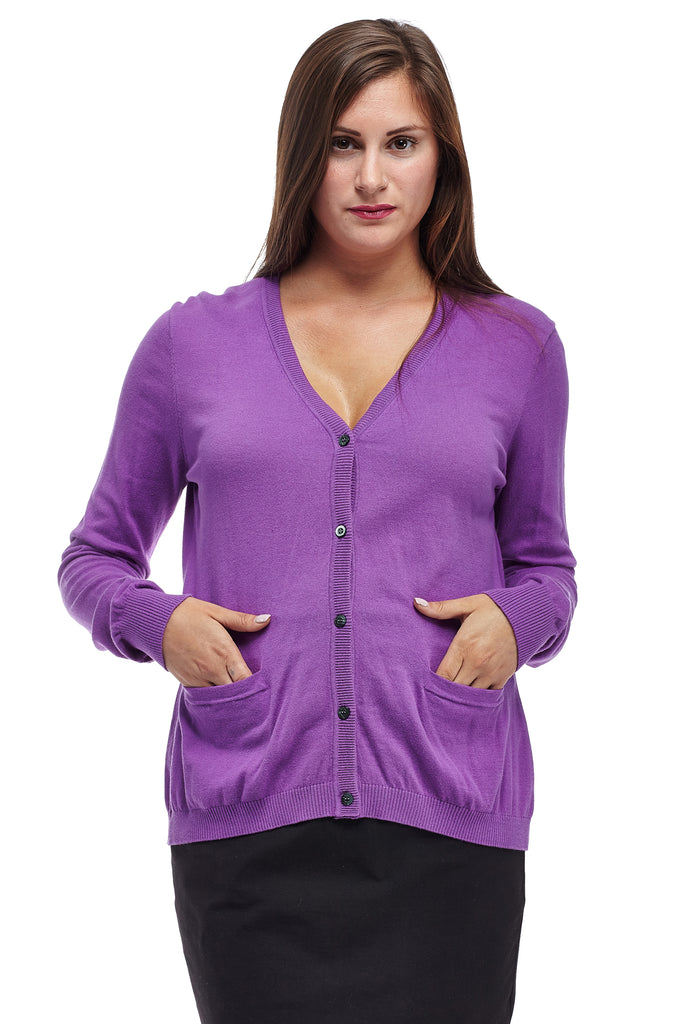 La Cera Long Sleeve Cardigan with Pockets - La Cera