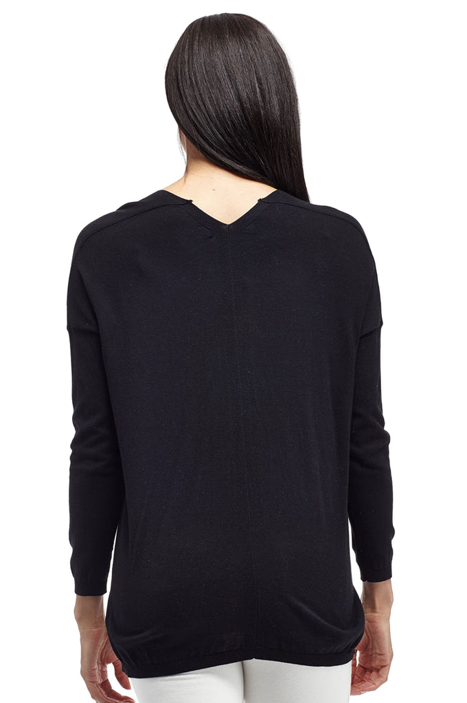 La Cera Long Sleeve Pullover Sweater with Pocket - La Cera