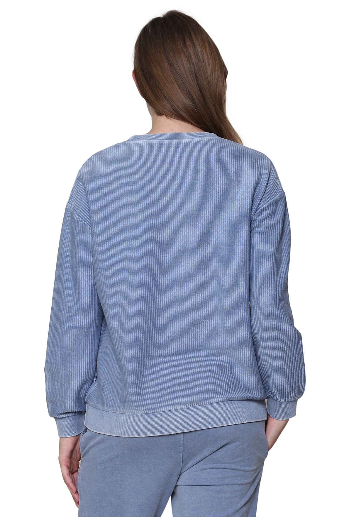 Washed Corduroy Rib Knit Long Sleeve Top