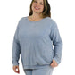 Washed Corduroy Rib Knit Long Sleeve Top Plus Size