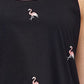 Cotton Knit Tank with Flamingo Embroidery
