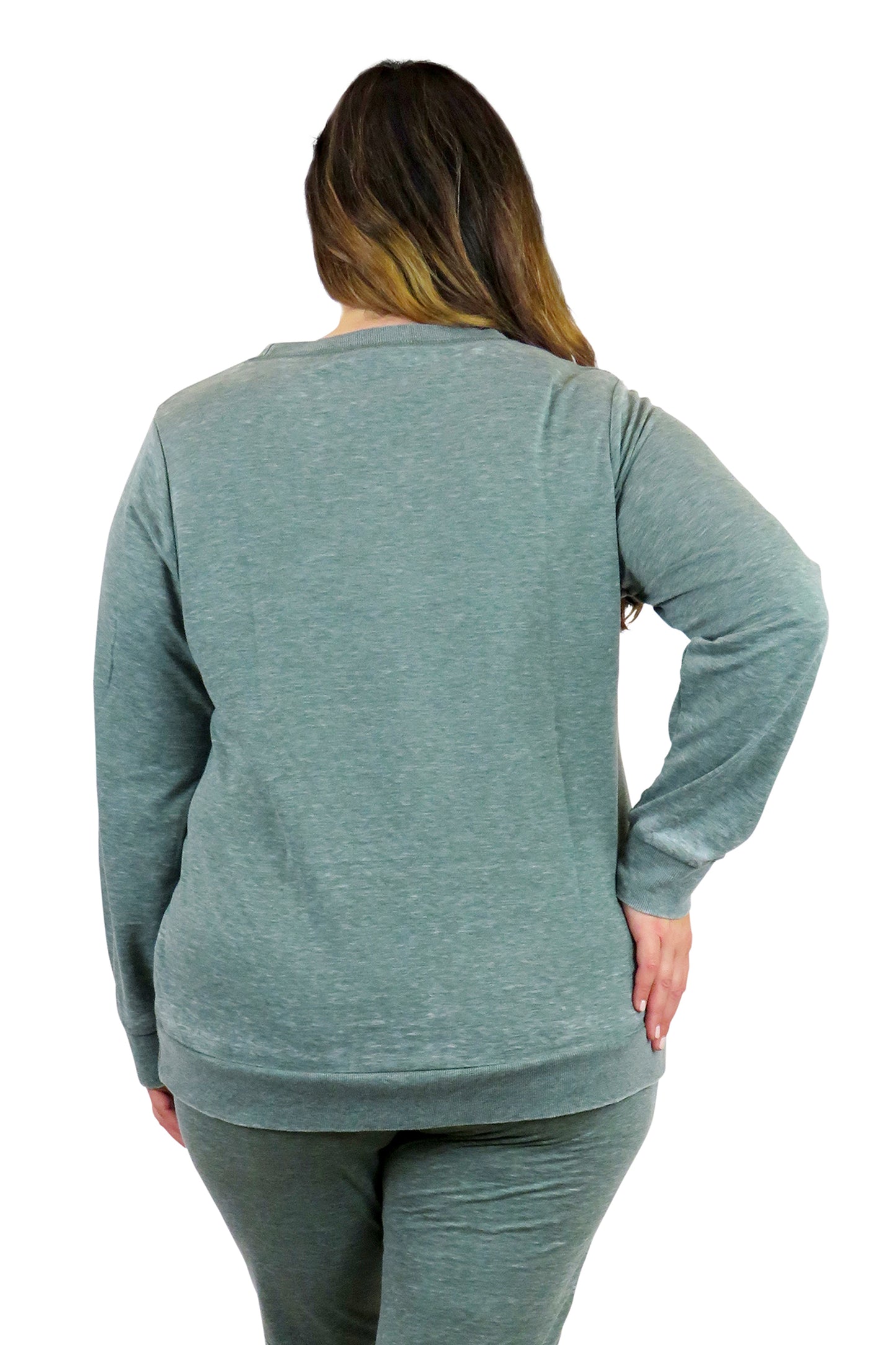 Plus Size Heathered Crew Neck French Terry Sweatshirt