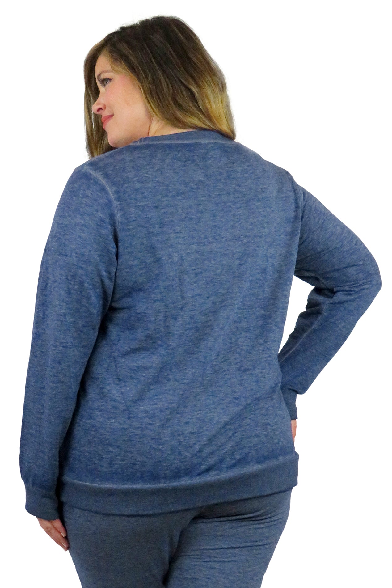 Plus Size Heathered Crew Neck French Terry Sweatshirt
