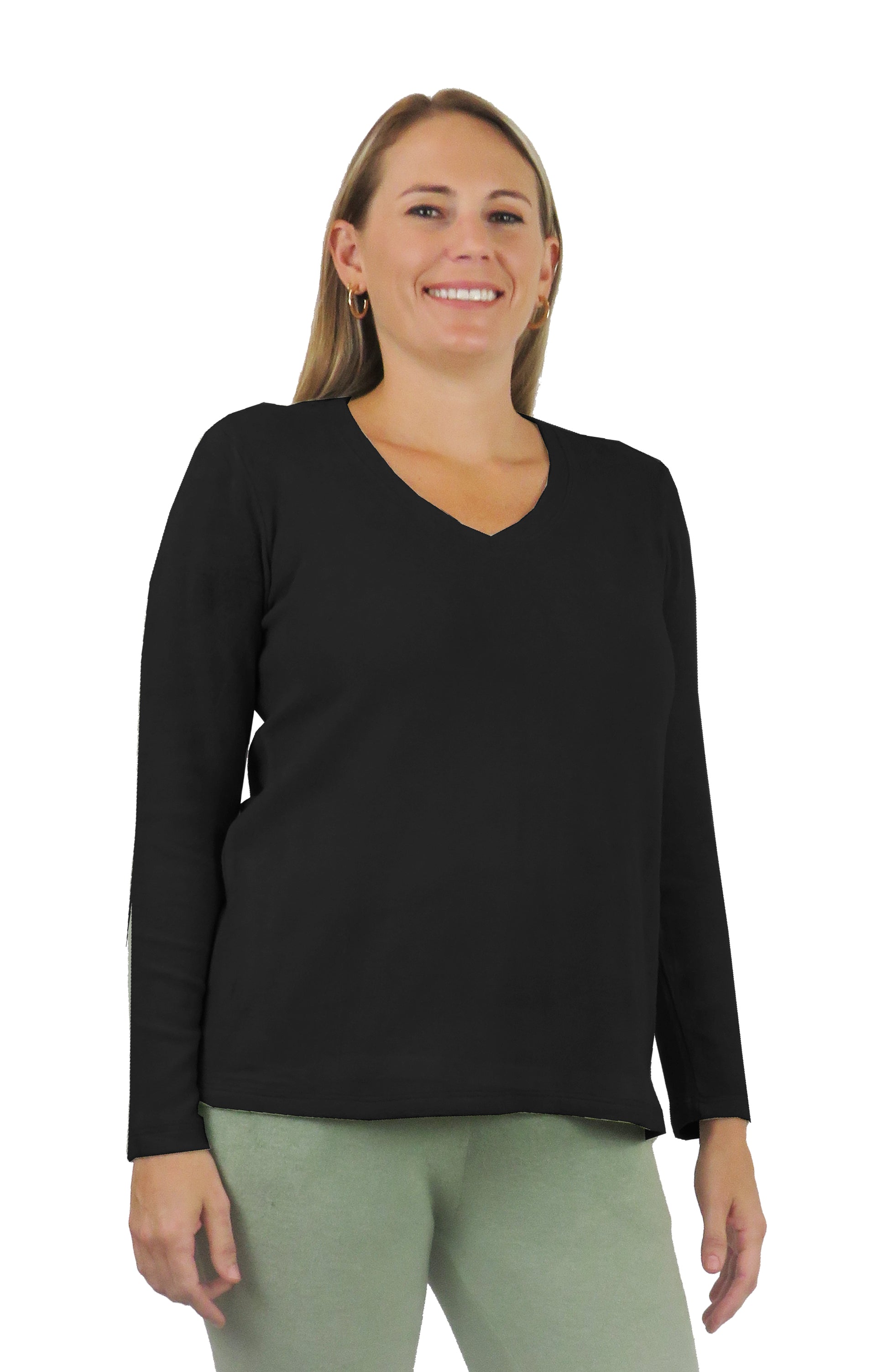 V-Neck Comfort Collection Long Sleeve Top - La Cera