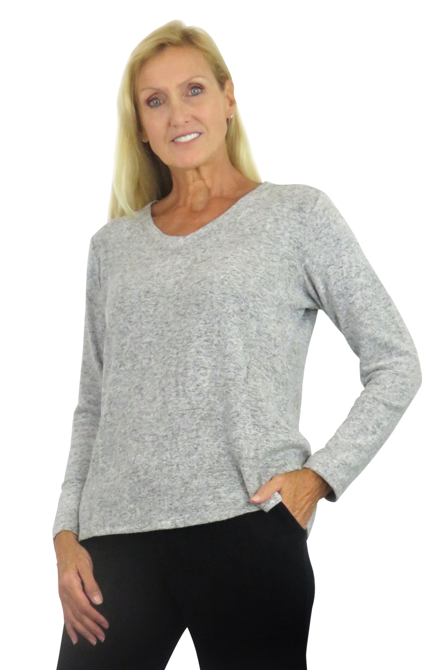 V-Neck Comfort Collection Long Sleeve Top - La Cera