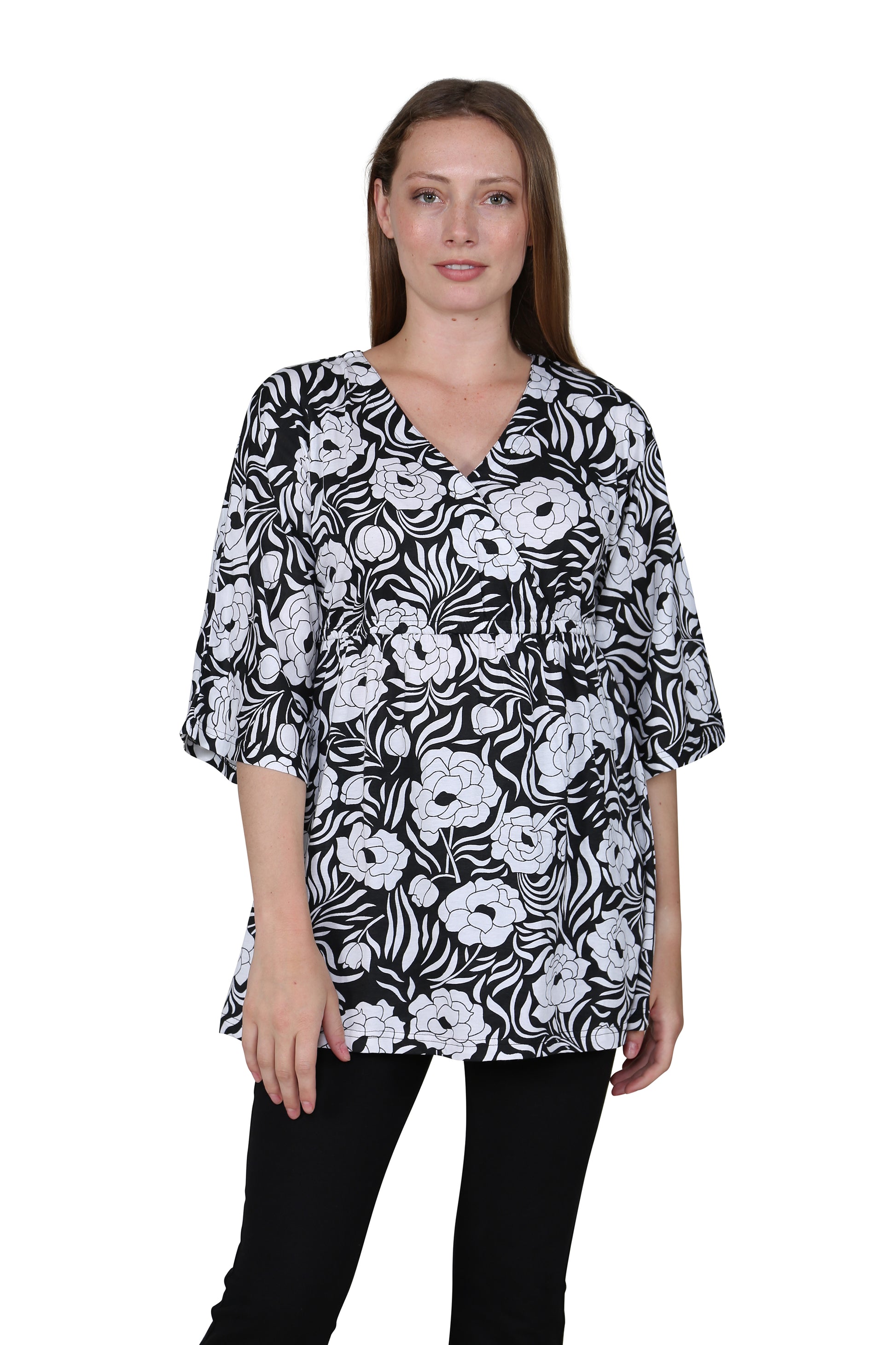 Cotton Knit Faux Wrap Top - La Cera