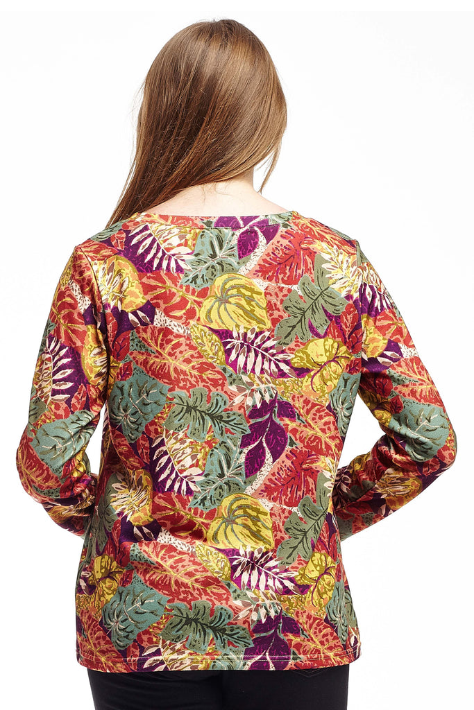 La Cera Printed Multi-Colored Printed Top - La Cera