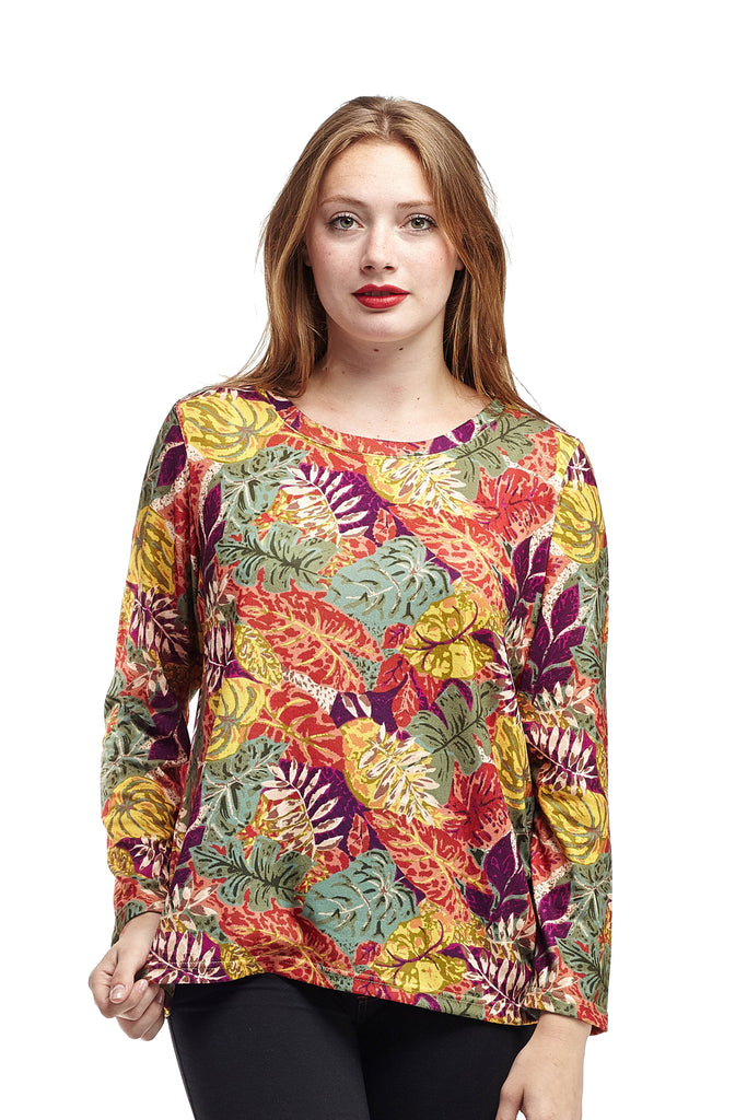 La Cera Printed Multi-Colored Printed Top - La Cera