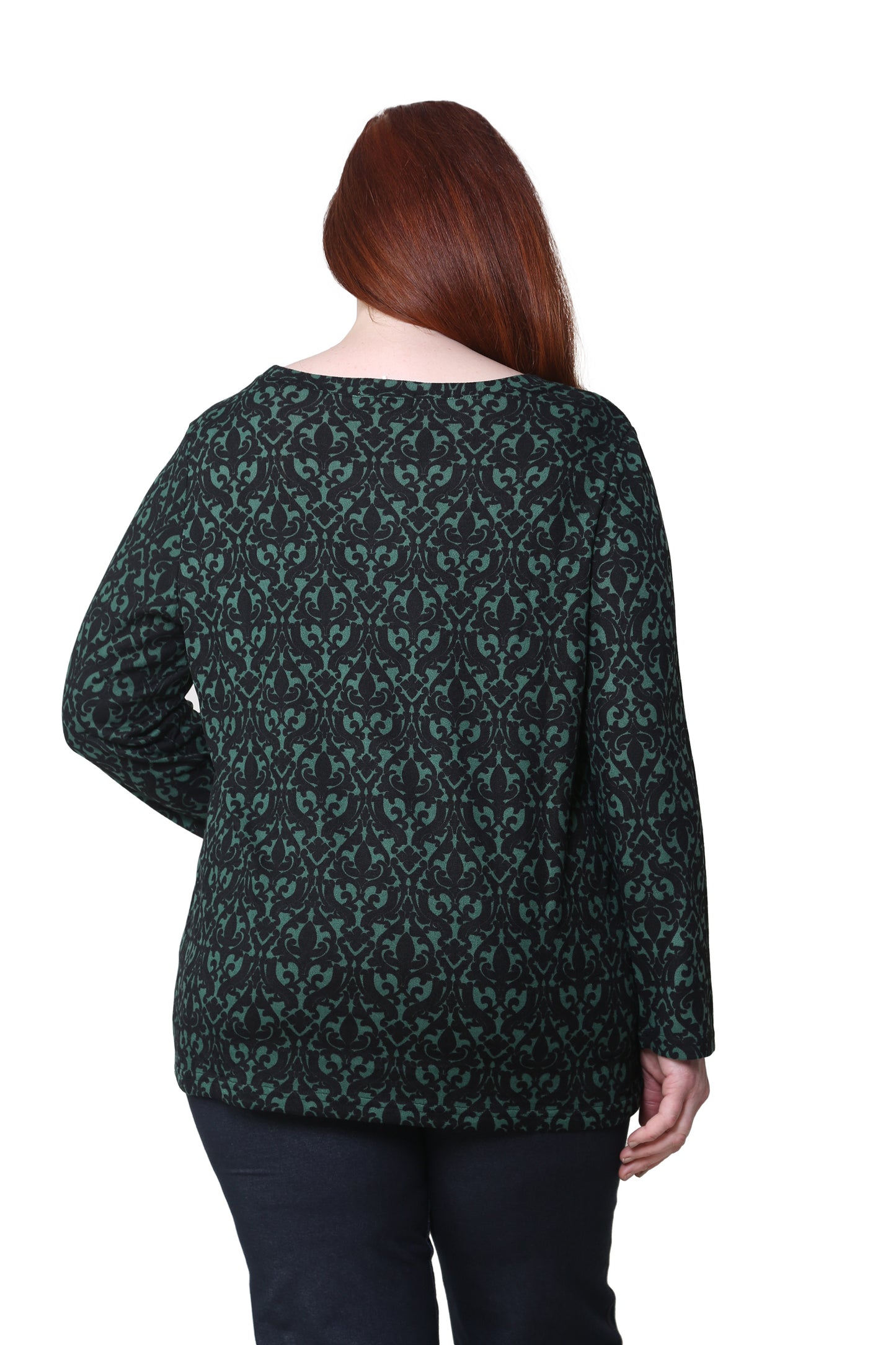 La Cera Baroque Print Pullover Top - Plus Size