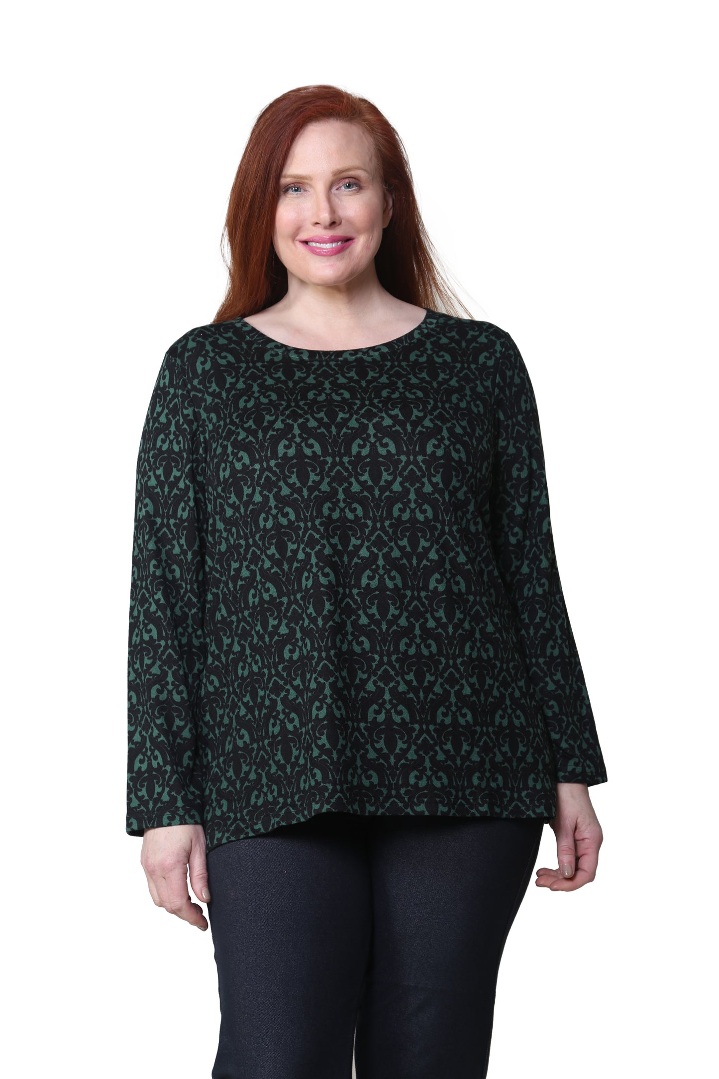 La Cera Baroque Print Pullover Top - Plus Size