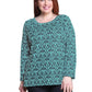 La Cera Baroque Print Pullover Top - Plus Size
