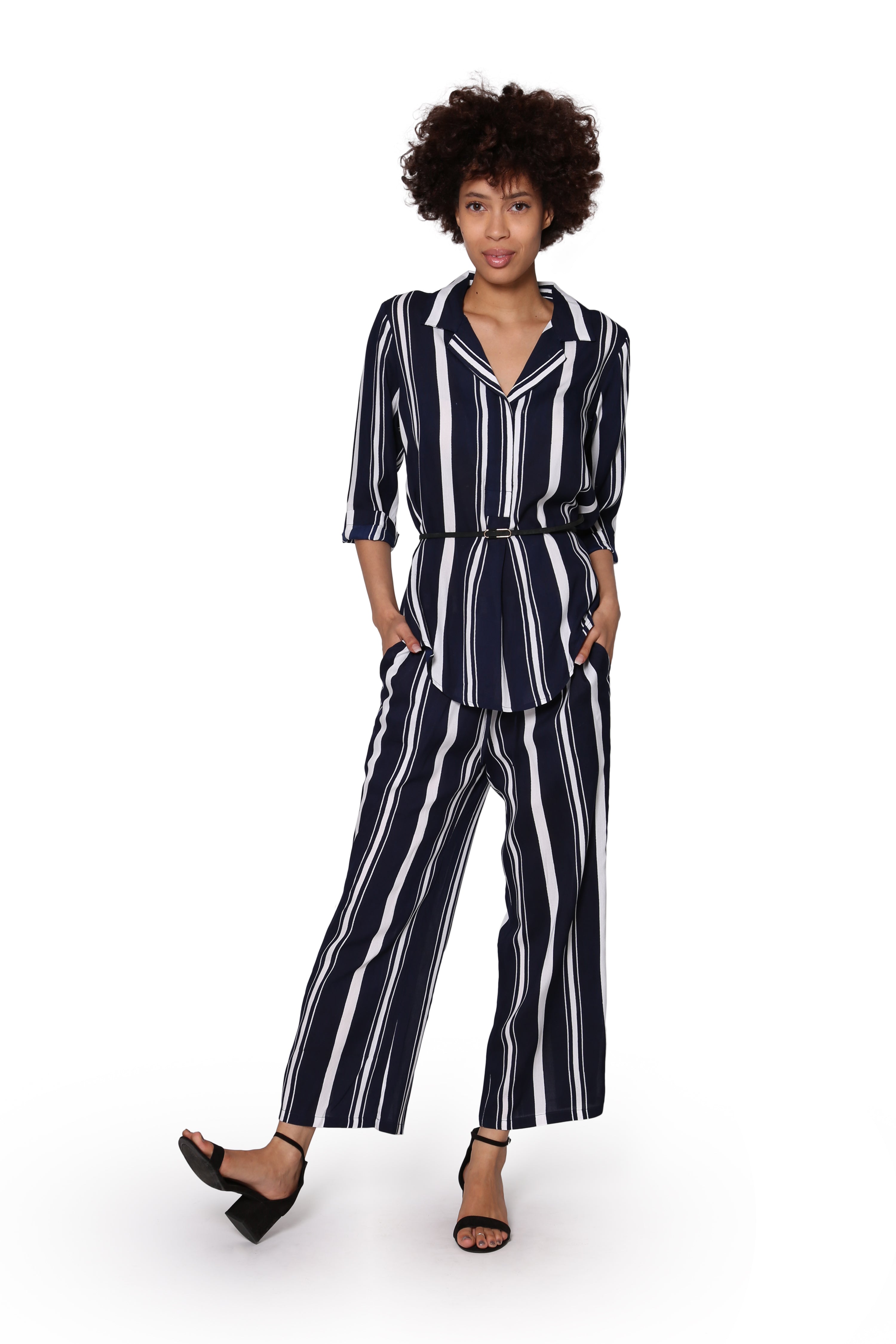 Navy and White 3/4 Sleeve Set - La Cera