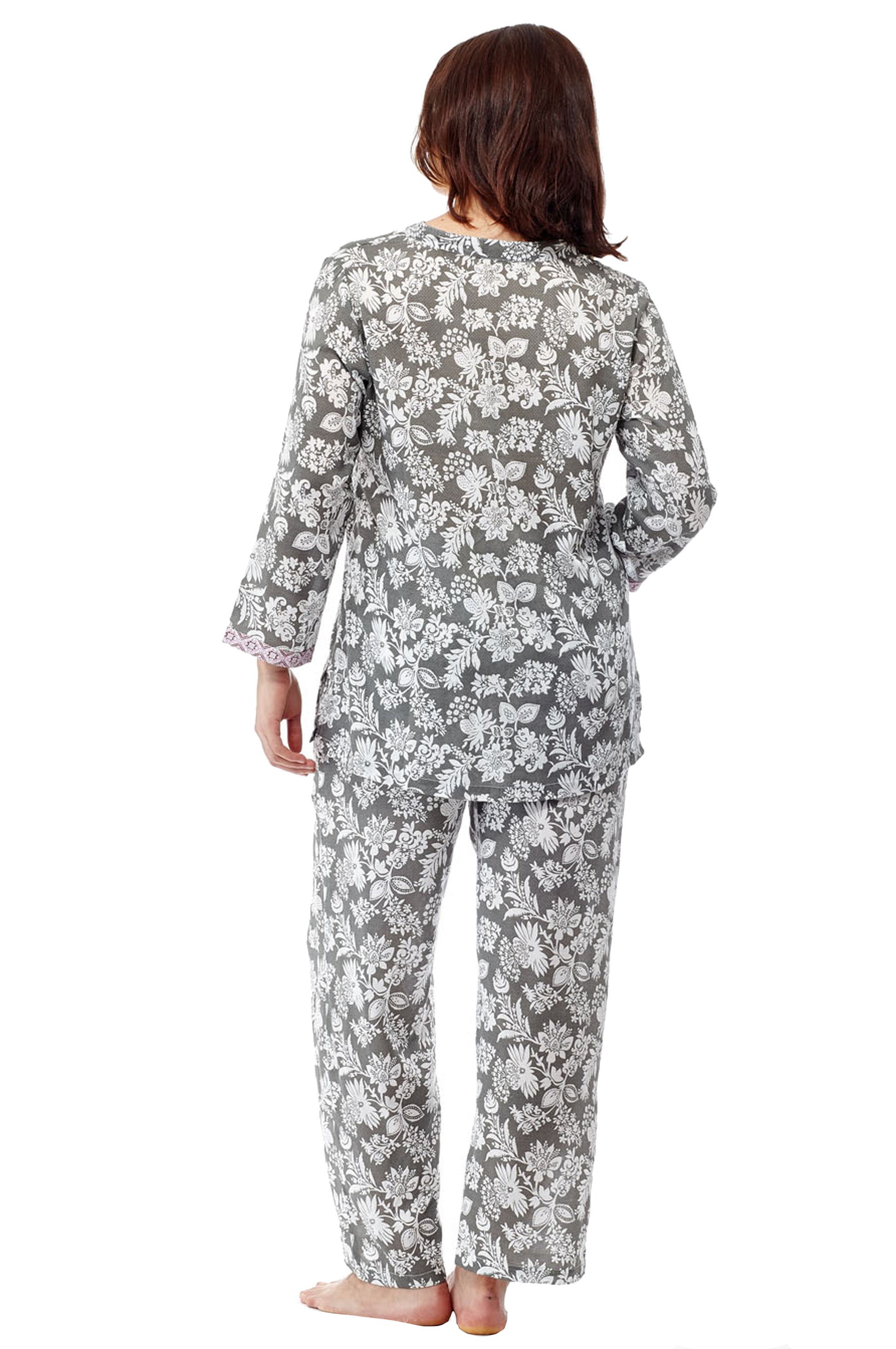 Rayon Sage Floral Pajamas - La Cera