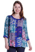 La Cera Blue Multi Patchwork Top - La Cera