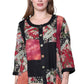 La Cera Black and Red Patchwork Top
