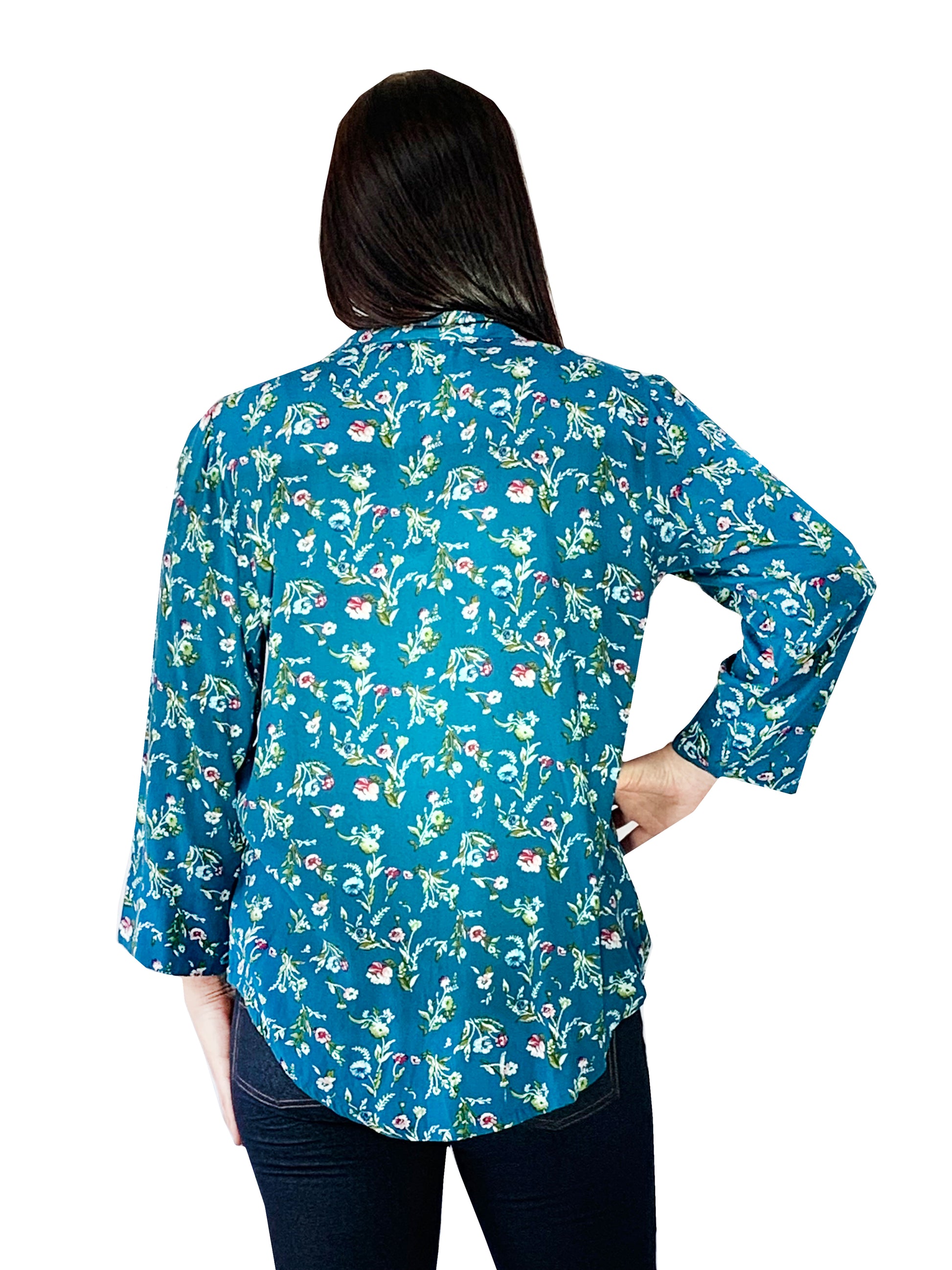 Pleat Front Printed Rayon Top - La Cera