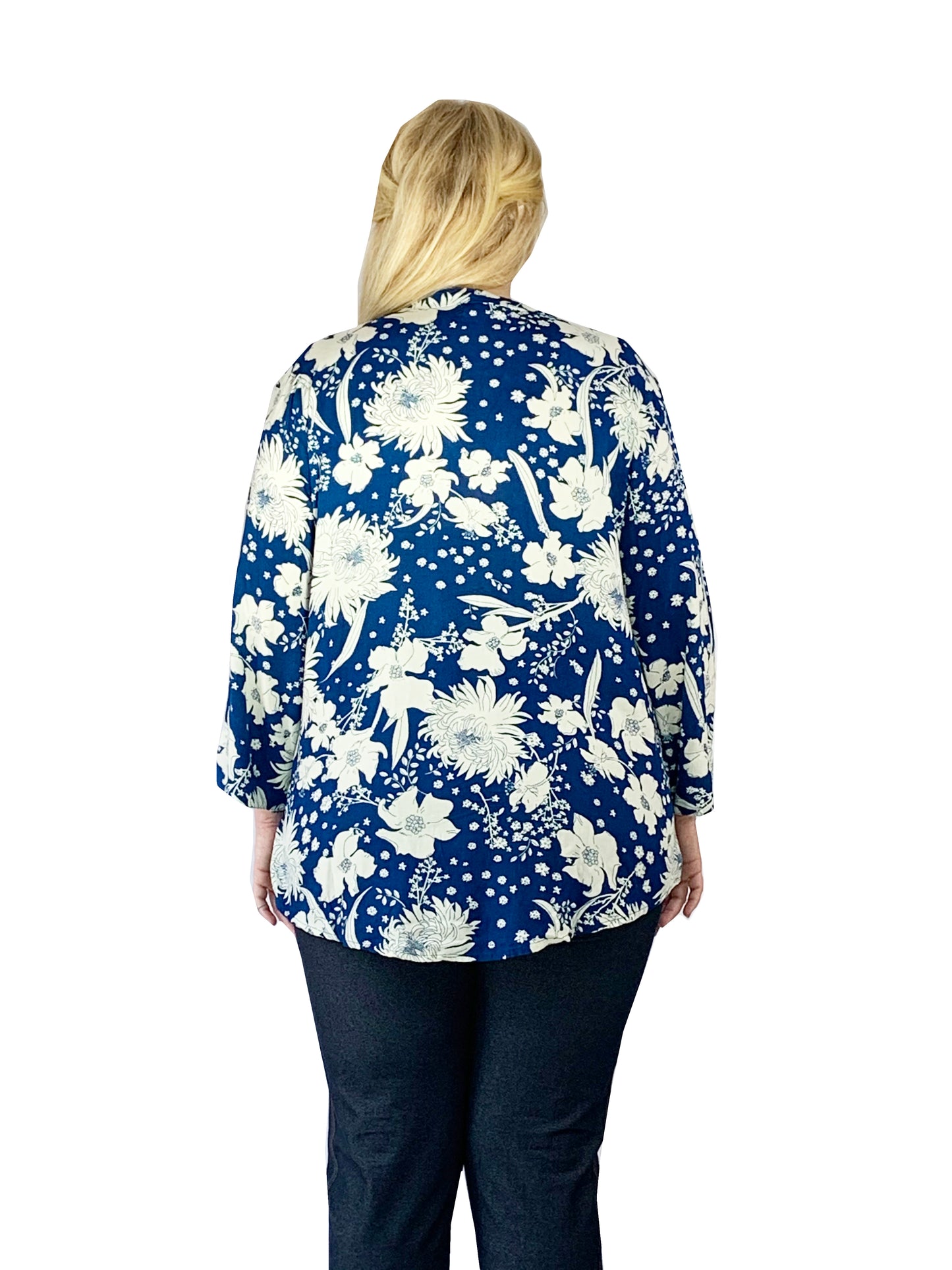 Pleat Front Printed Rayon Top - Plus Size