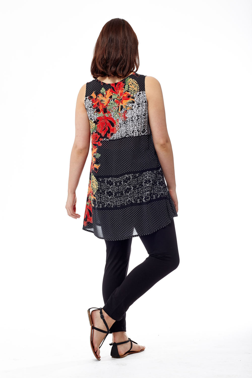 Printed Sleeveless A-Line Top
