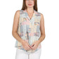 Printed Rayon Sleeveless Button Front Top - La Cera
