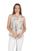 Printed Rayon Sleeveless Button Front Top - La Cera