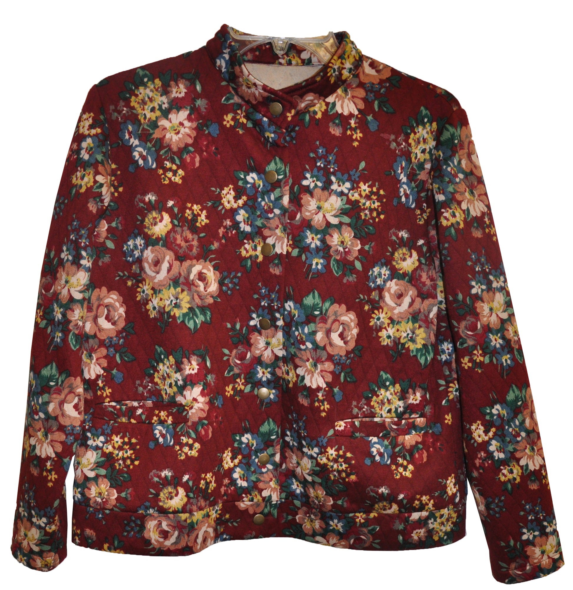 Burgundy Floral Jacket - La Cera