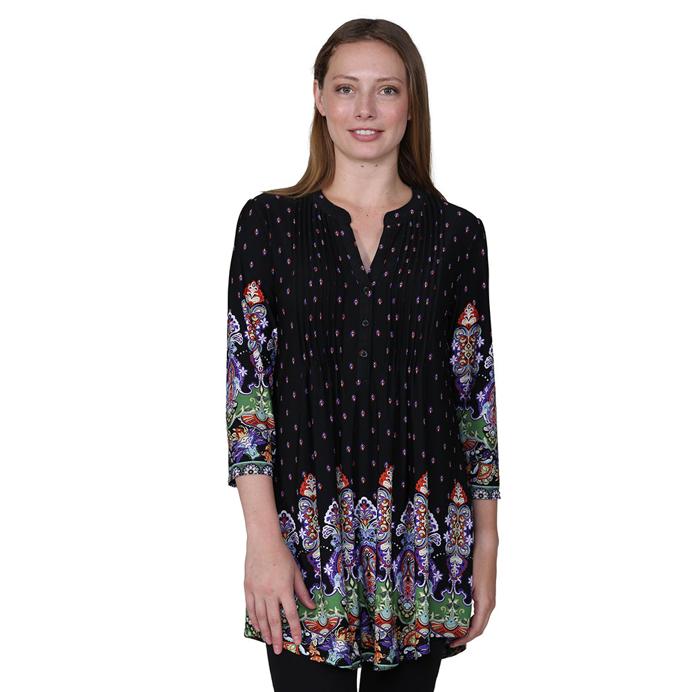 La Cera Renaissance Paisley Print Tunic