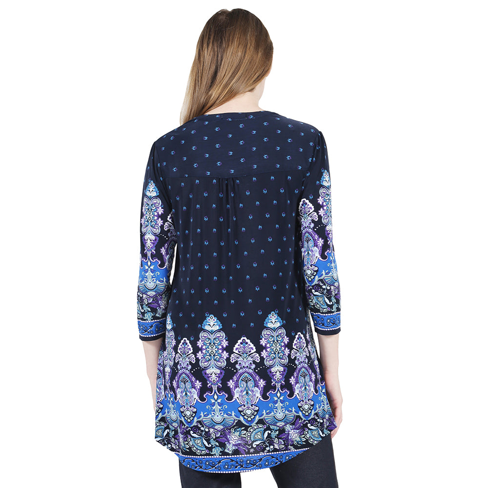 La Cera Renaissance Paisley Print Tunic